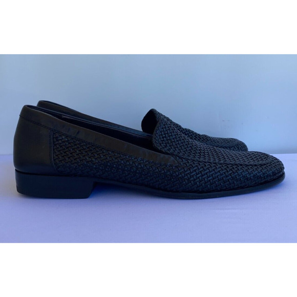 Bragano Cole Haan Shoes Mens 10M Black Leather Loafers Woven Classic main image 8